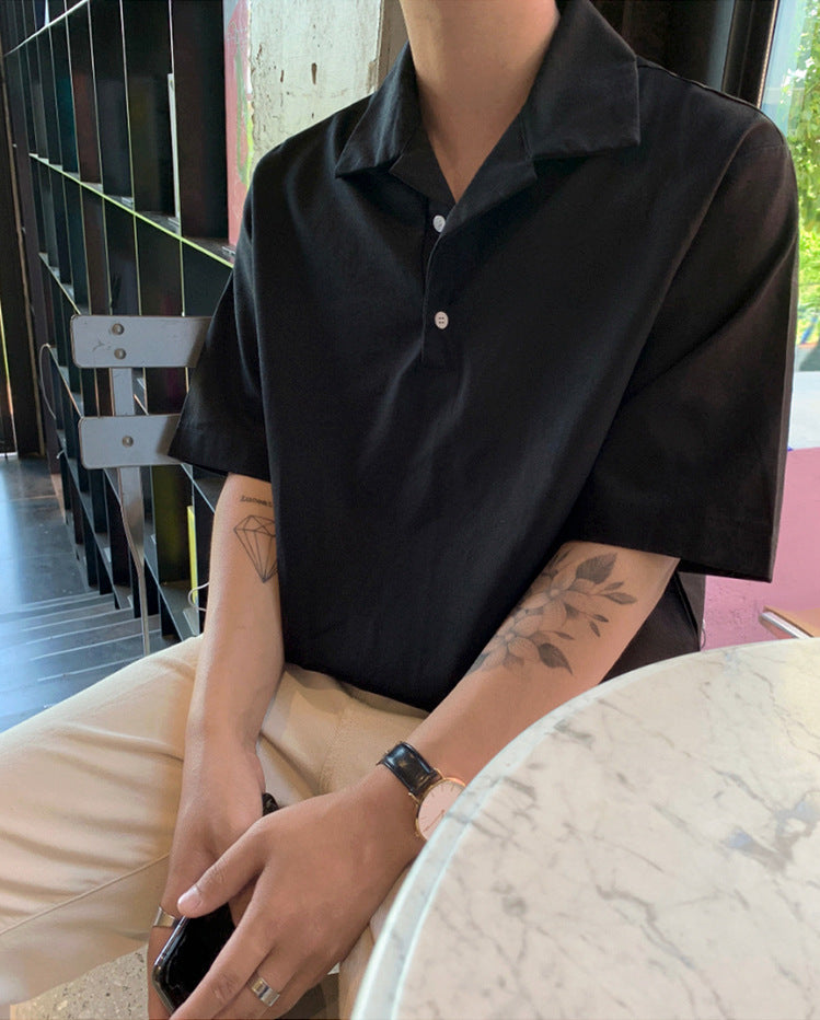 Solid Cotton Linen Short Sleeve Shirt