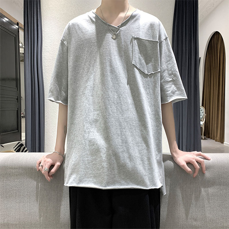 Frayed Slit Short Sleeve T-Shirt
