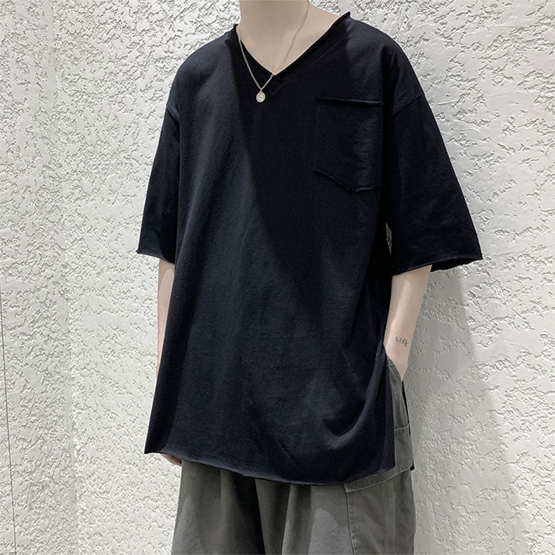 Frayed Slit Short Sleeve T-Shirt