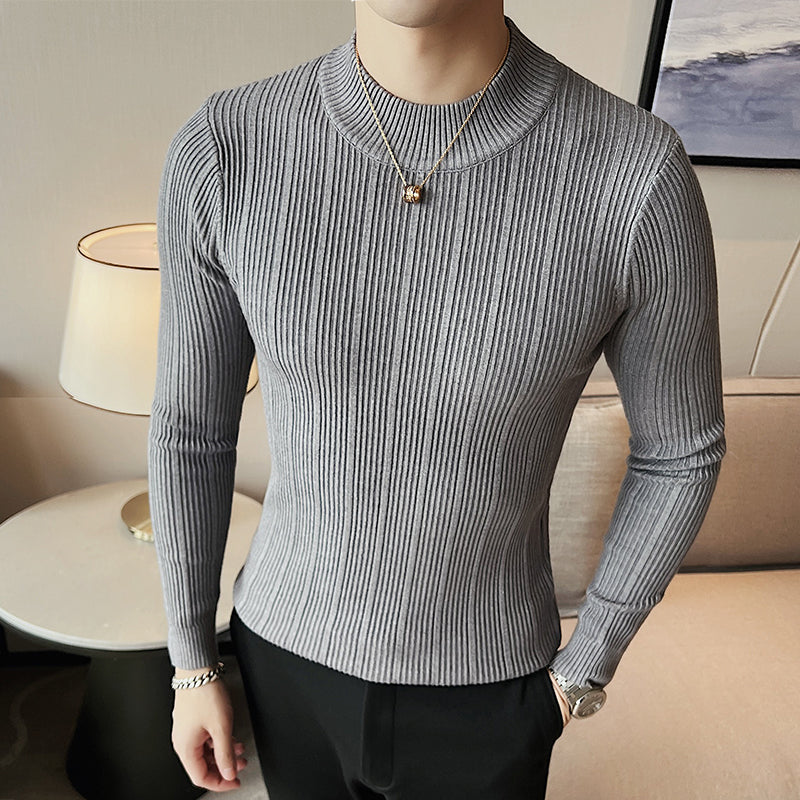 Men's Half High Neck Slim Long Sleeve T-Shirt