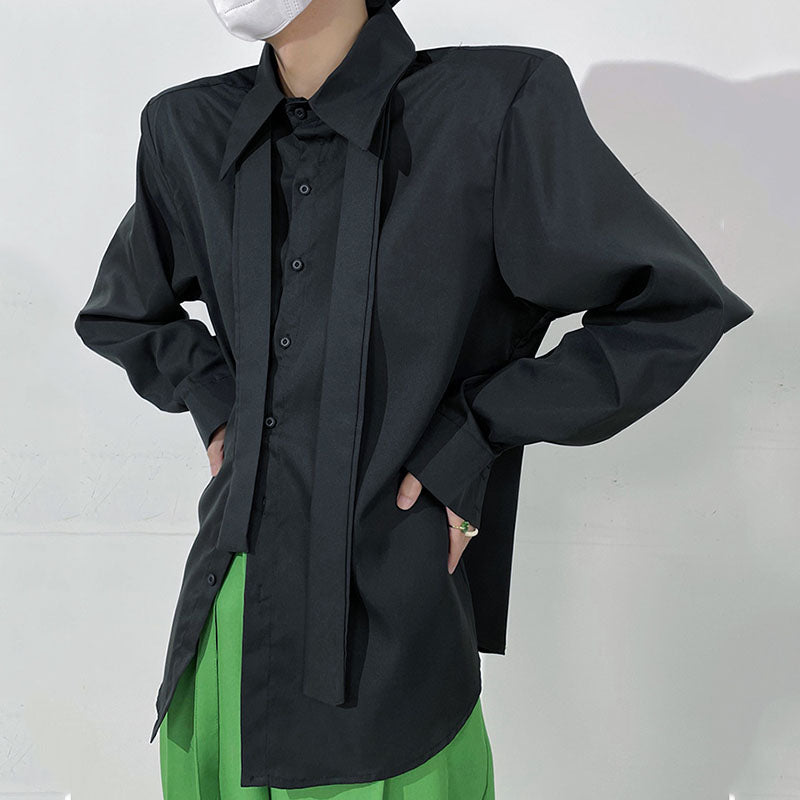 Loose Long-sleeve Shoulder-padded Shirt