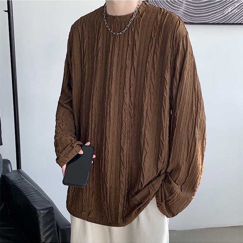 Men's Loose Drape Retro Casual Solid Color T-Shirt