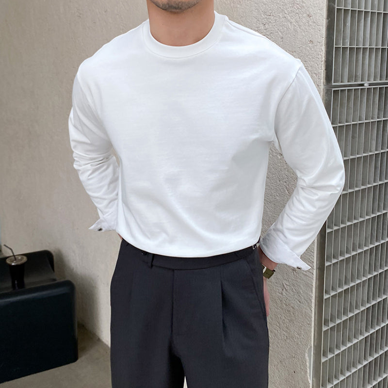 Men's Casual Cotton Long Sleeve Round Neck T-shirt
