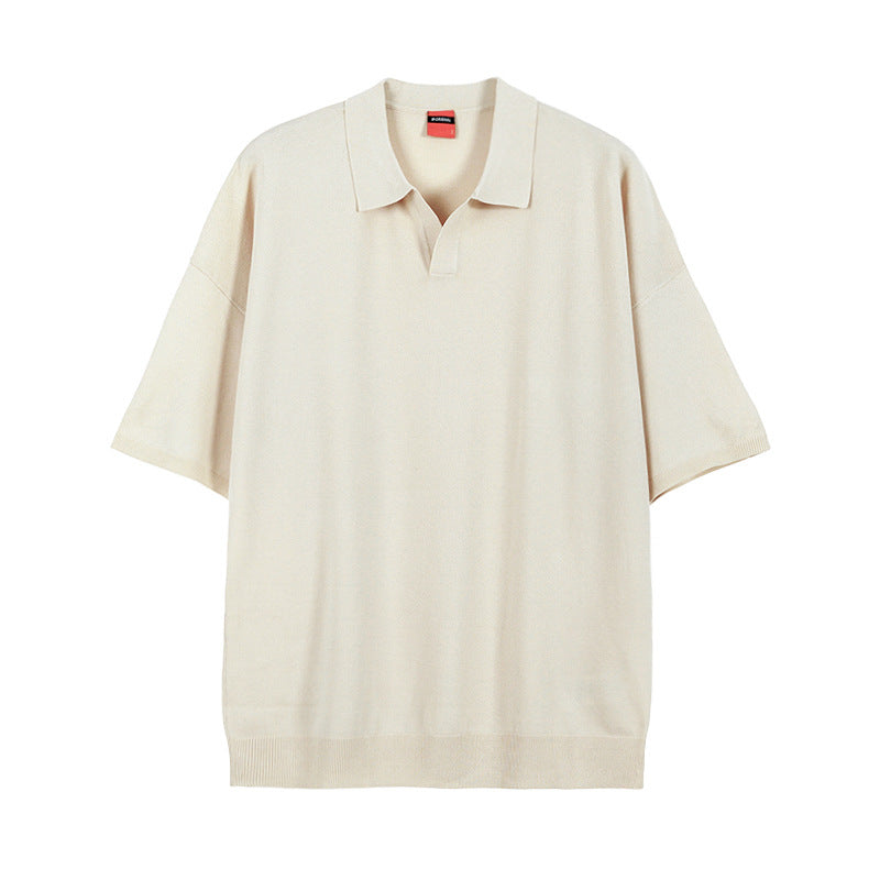 Men's Ice Silk Knit T-Shirt Short Sleeve POLO Shirt