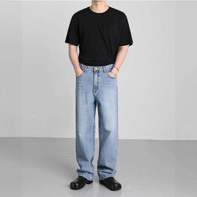 Men's Casual Simple Cotton Solid Color Round Neck Short-sleeved Loose T-Shirt