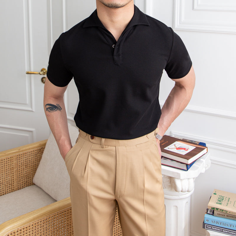 Men's British Casual Slim Short Sleeve POLO Shirt