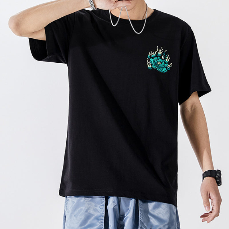 Embroidered Cotton Short-sleeved T-shirt