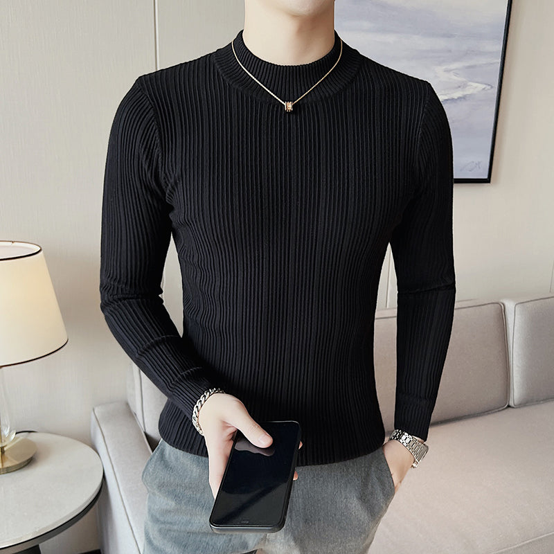 Men's Half High Neck Slim Long Sleeve T-Shirt
