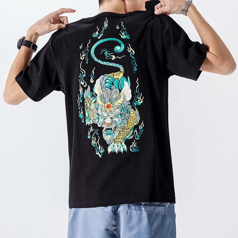Embroidered Cotton Short-sleeved T-shirt