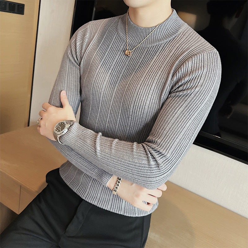 Men's Half High Neck Slim Long Sleeve T-Shirt