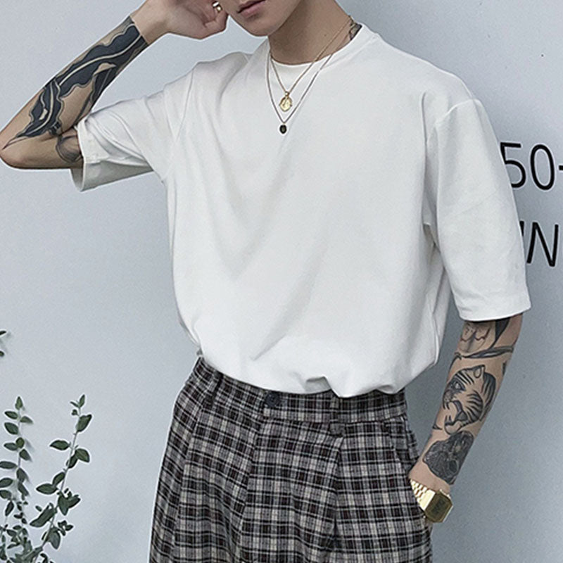 Loose Crew Neck Short Sleeve T-Shirt Vintage Tee
