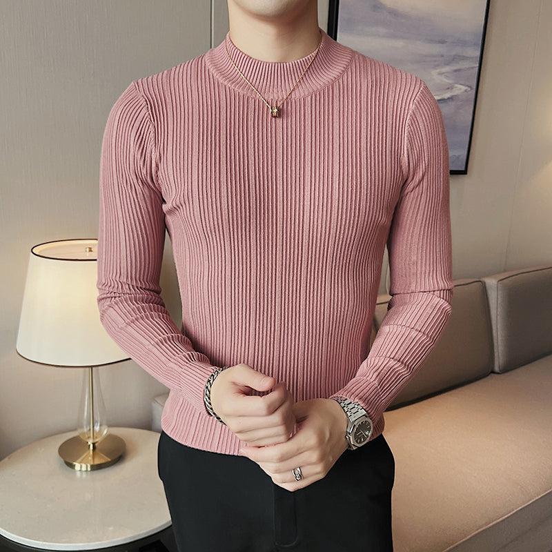Men's Half High Neck Slim Long Sleeve T-Shirt