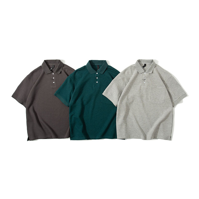 Men's Solid Color Loose Polo Shirt