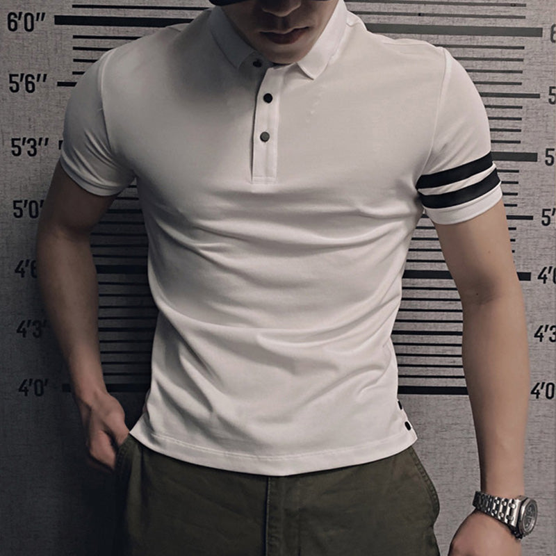 Men's Summer Collar Striped Slim Fit T-shirt