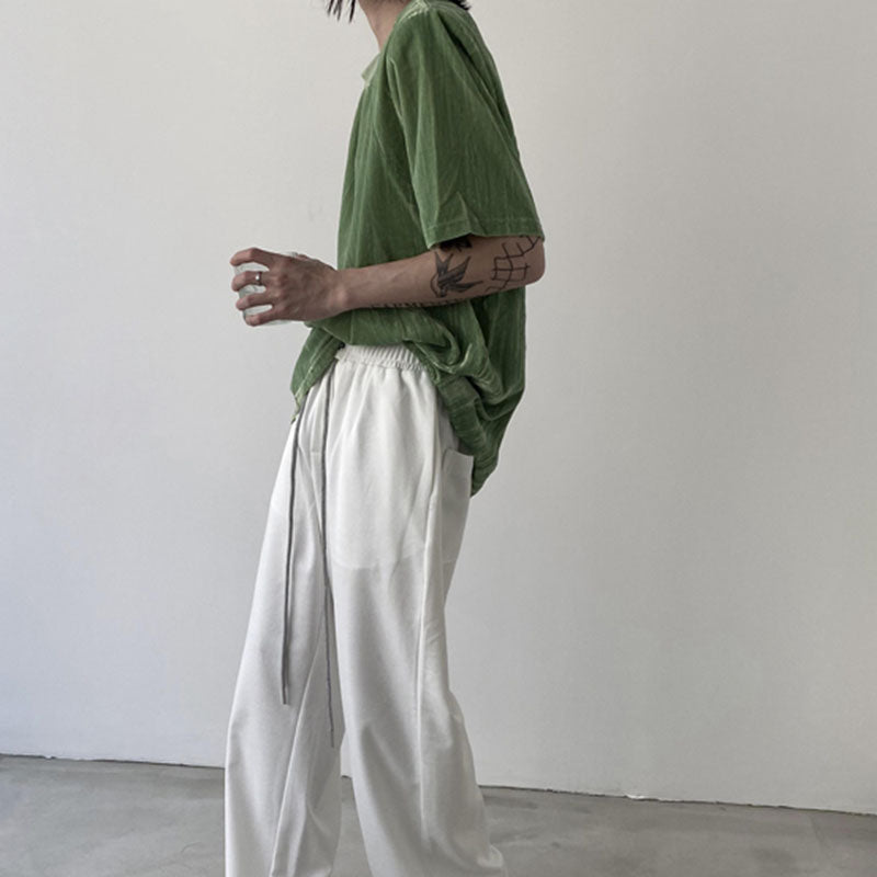 Men's Crinkled Velvet Oversized Padded T-Shirt