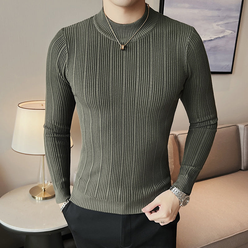 Men's Half High Neck Slim Long Sleeve T-Shirt