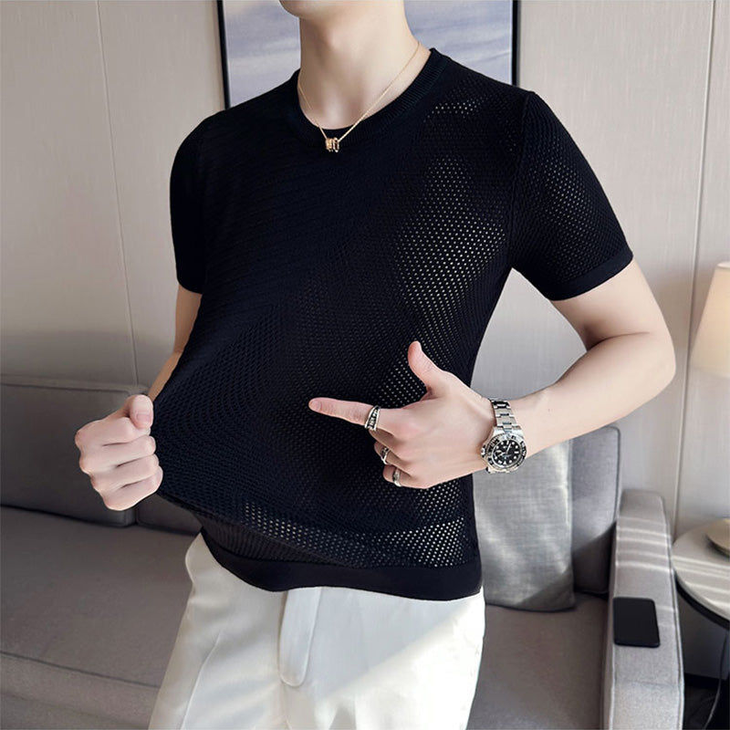Men's Slim Fit Hollow Knit T-Shirt