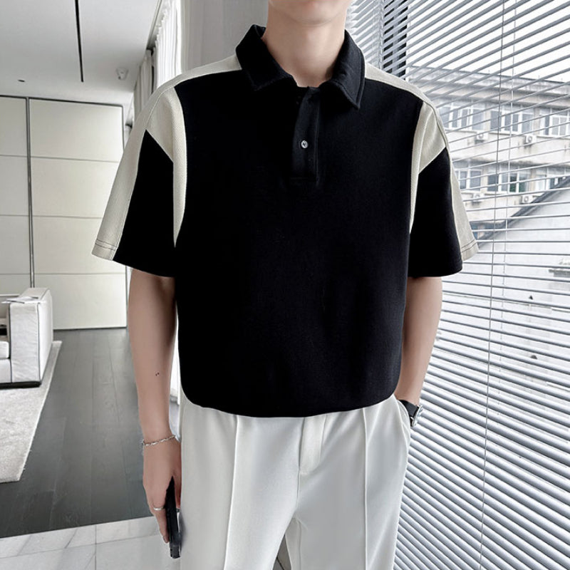 Men's Summer POLO Shirt Stitching Lapel Short-sleeved T-shirt