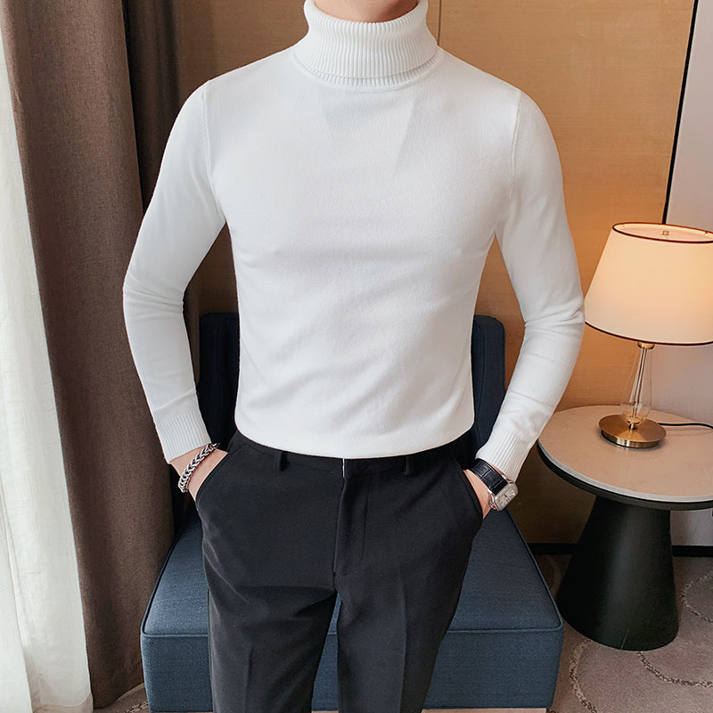 Men's Business Tight Mid High Collar Knitted Slim Fit T-shirt
