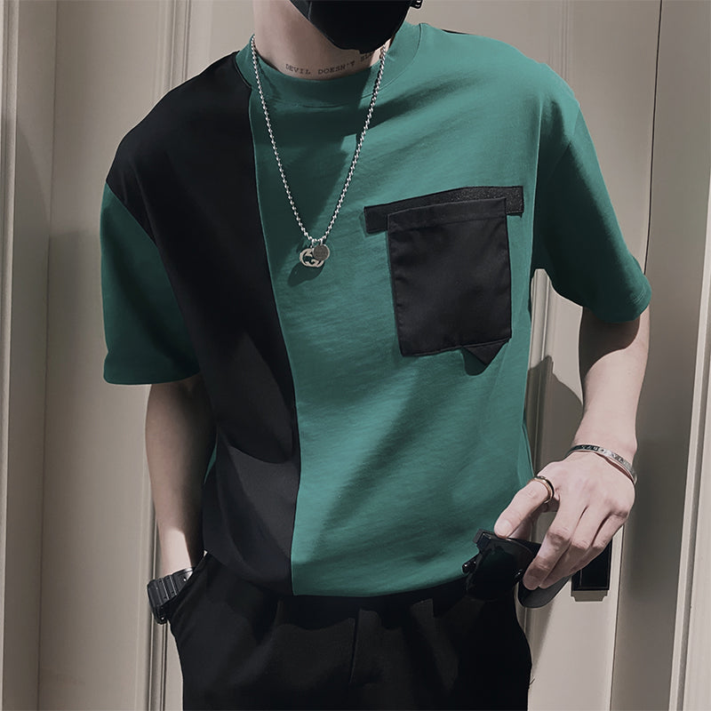 Men's Business Elegant Summer Casual Contrast Stitching Short-sleeved T-shirt