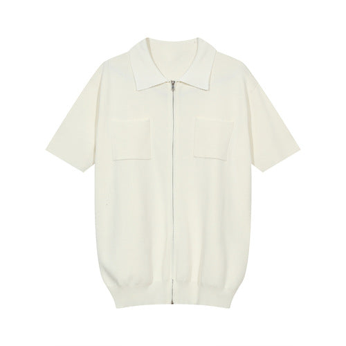 Men's Vintage Knit Short Sleeve Zip T-Shirt