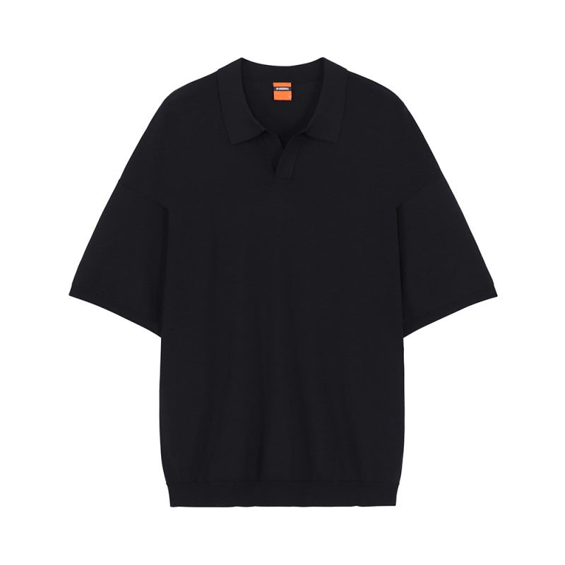 Men's Ice Silk Knit T-Shirt Short Sleeve POLO Shirt