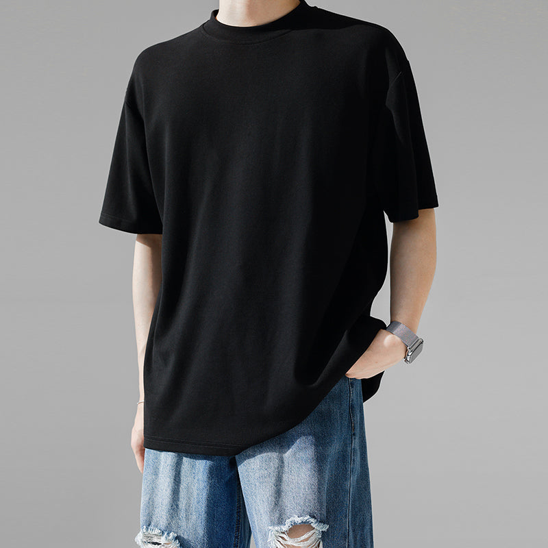 Loose and Versatile Round Neck Solid Color T-shirt