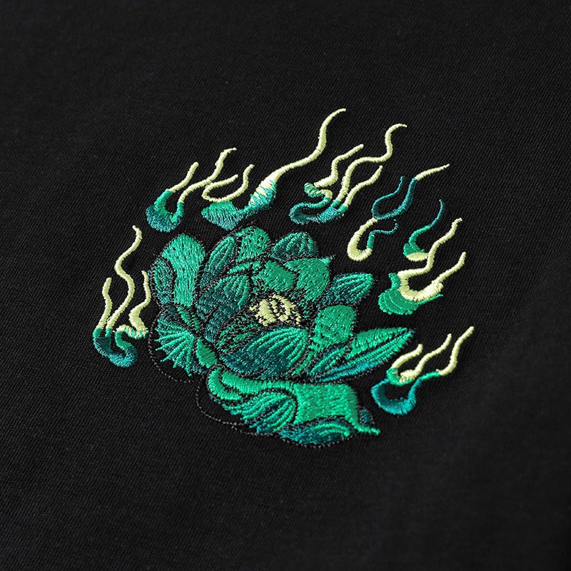 Embroidered Cotton Short-sleeved T-shirt
