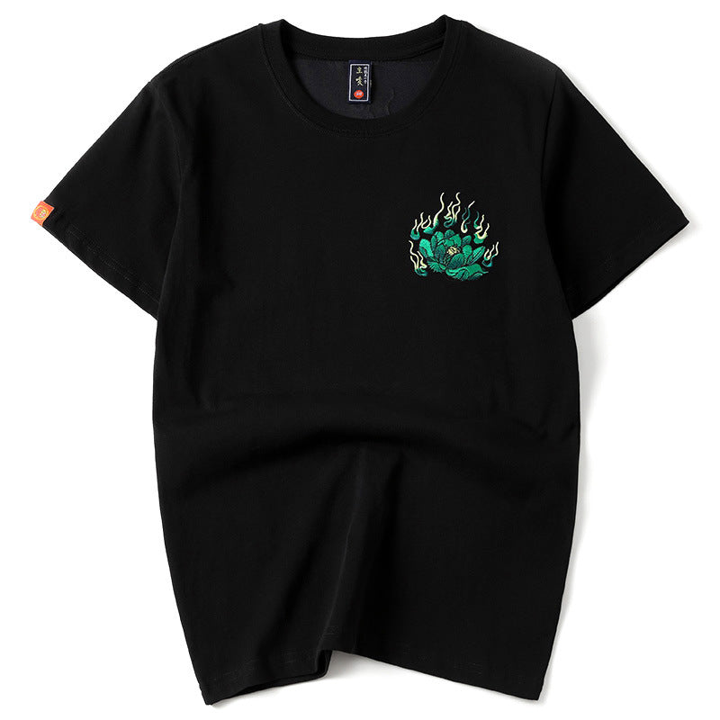 Embroidered Cotton Short-sleeved T-shirt