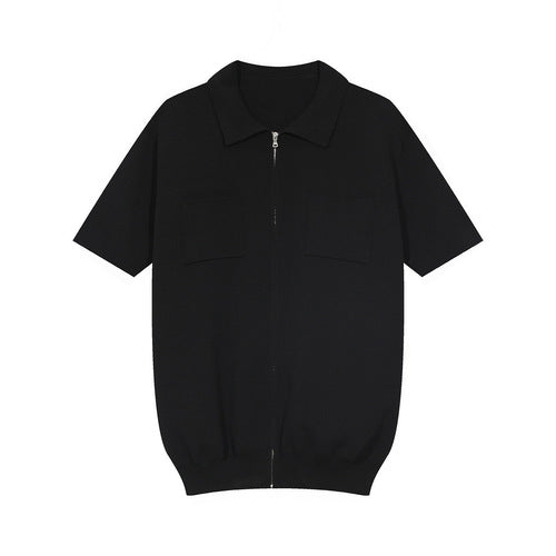 Men's Vintage Knit Short Sleeve Zip T-Shirt