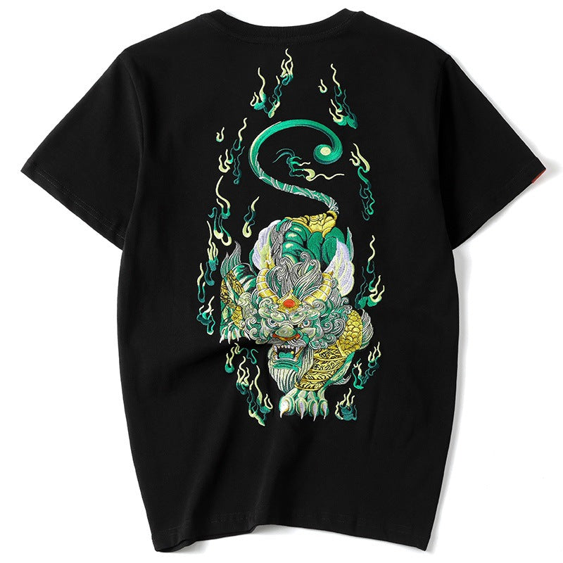 Embroidered Cotton Short-sleeved T-shirt