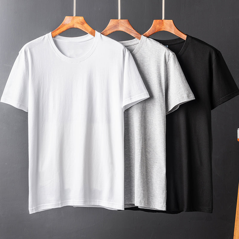 Men's Casual Solid Color Retro Round Neck Overalls Short Sleeve T-Shirt
