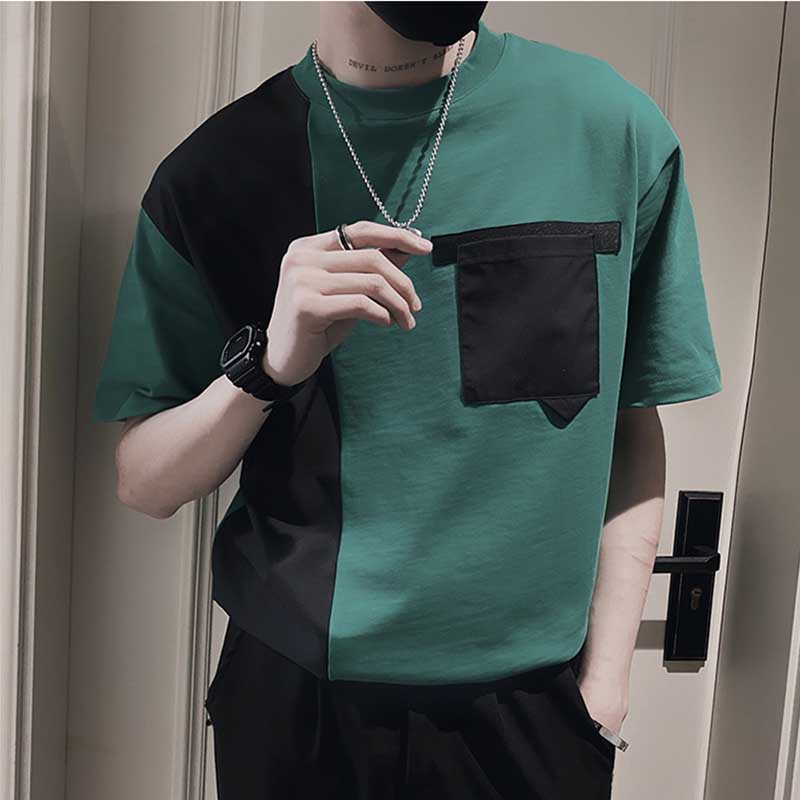 Men's Business Elegant Summer Casual Contrast Stitching Short-sleeved T-shirt
