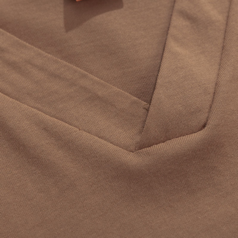 Solid Color Loose V-Neck Short Sleeve T-Shirt