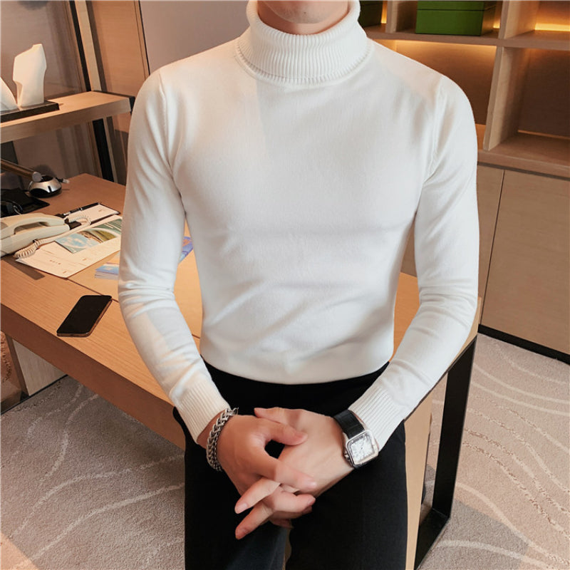 Men's Business Tight Mid High Collar Knitted Slim Fit T-shirt