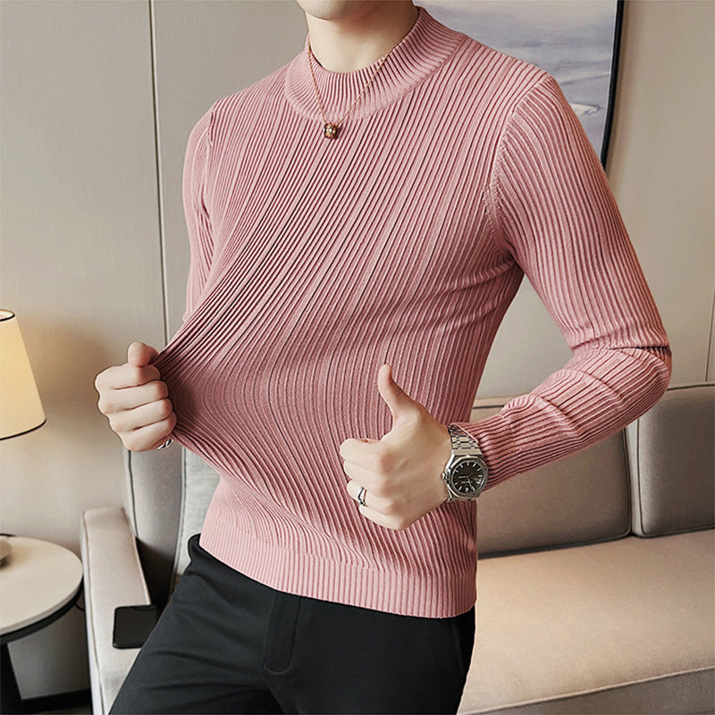 Men's Half High Neck Slim Long Sleeve T-Shirt